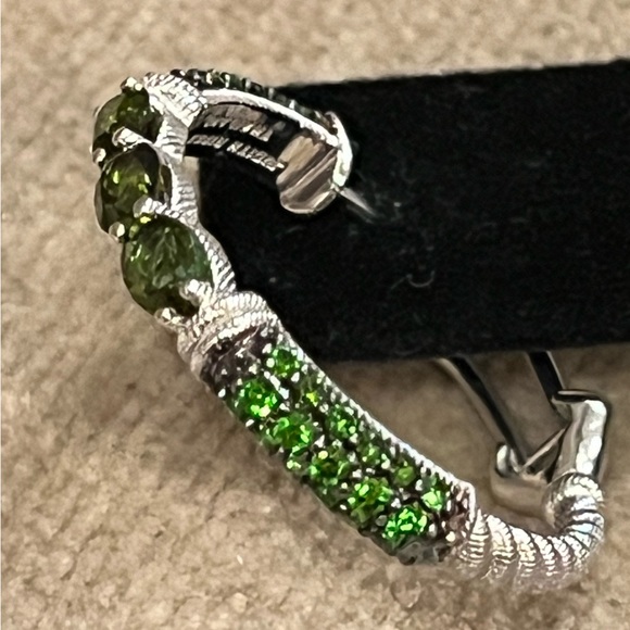 Judith Ripka Sterling Silver Green Chrome Diopside Hoop Pierced Earrings NEW! - Picture 4 of 13
